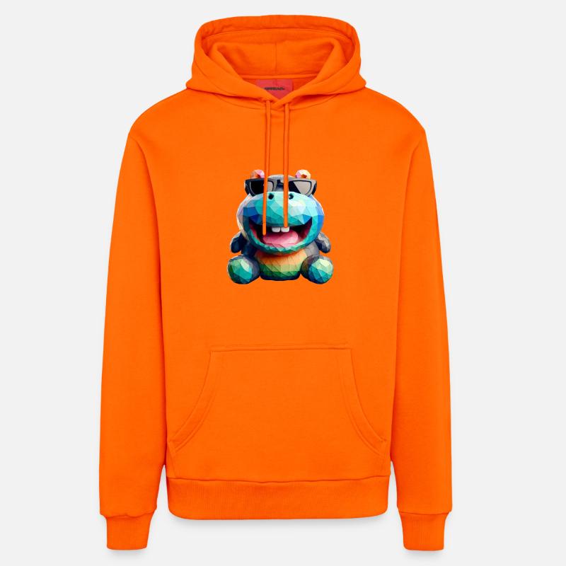 hippo fun - Sweat à capuche bio décontracté fabriqué en UE - SUNSET ORANGE