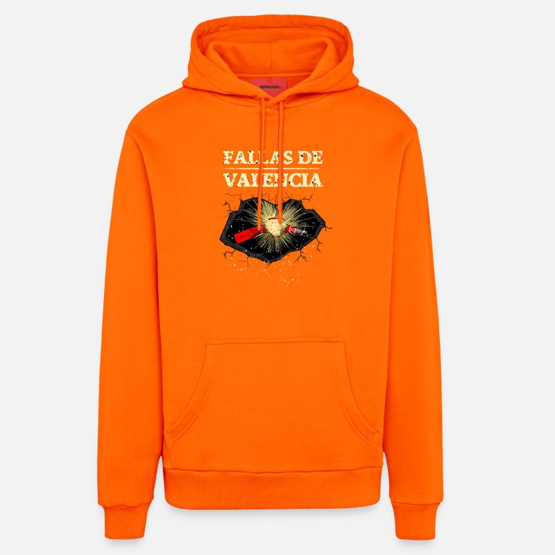 Explosions des Fallas de Valencia - Sweat à capuche bio décontracté fabriqué en UE - SUNSET ORANGE
