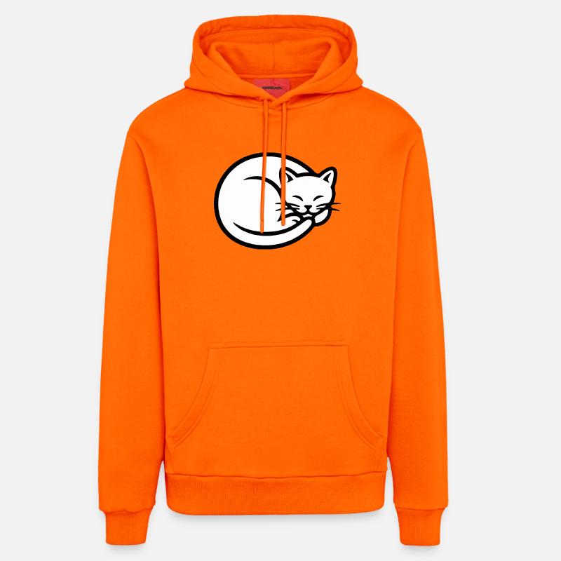 Silhouette de chat endormi - Sweat à capuche bio décontracté fabriqué en UE - SUNSET ORANGE