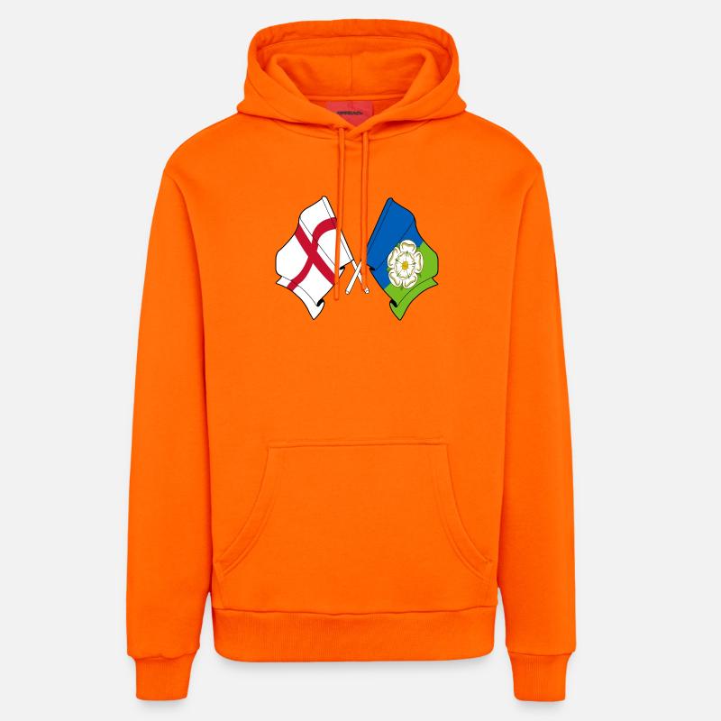 East Riding traversé avec drapeau anglais - Sweat à capuche bio décontracté fabriqué en UE - SUNSET ORANGE