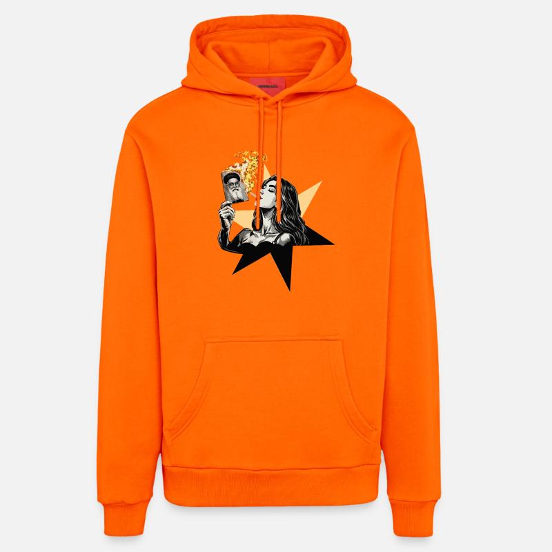 Femme feu 1 - Sweat à capuche bio décontracté fabriqué en UE - SUNSET ORANGE
