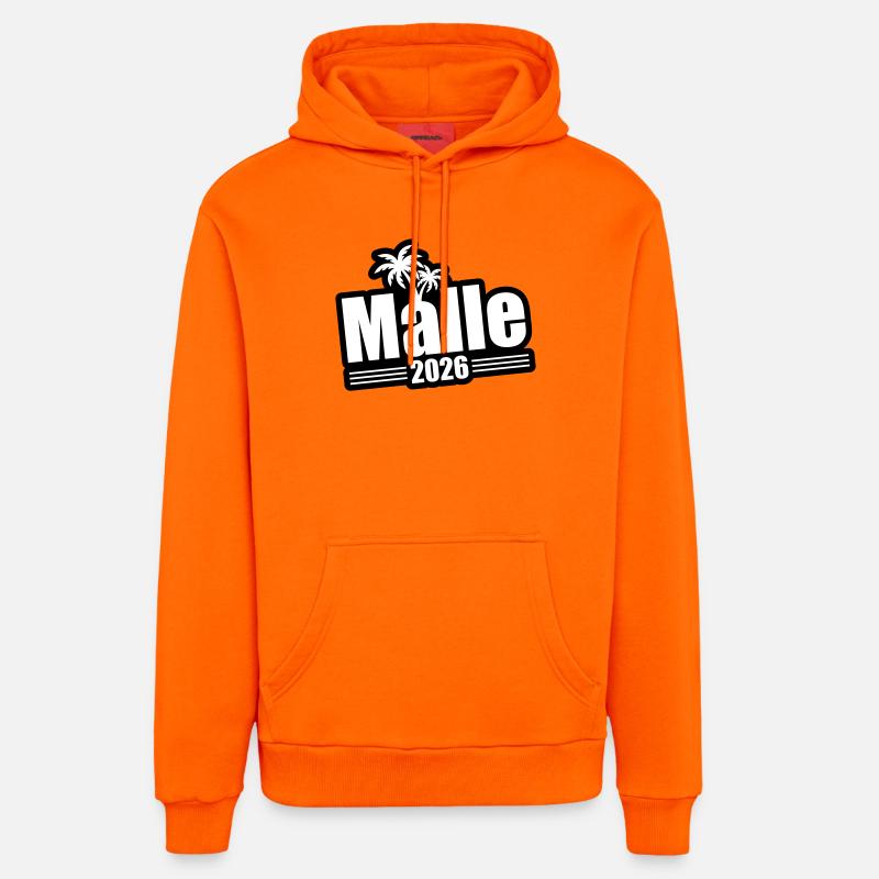 Palmiers Malle 2026 - Sweat à capuche bio décontracté fabriqué en UE - SUNSET ORANGE