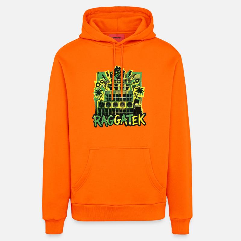 Système de son Raggatek Jungle - Sweat à capuche bio décontracté fabriqué en UE - SUNSET ORANGE