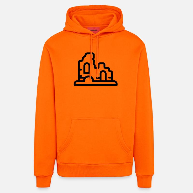 ruines - Sweat à capuche bio décontracté fabriqué en UE - SUNSET ORANGE