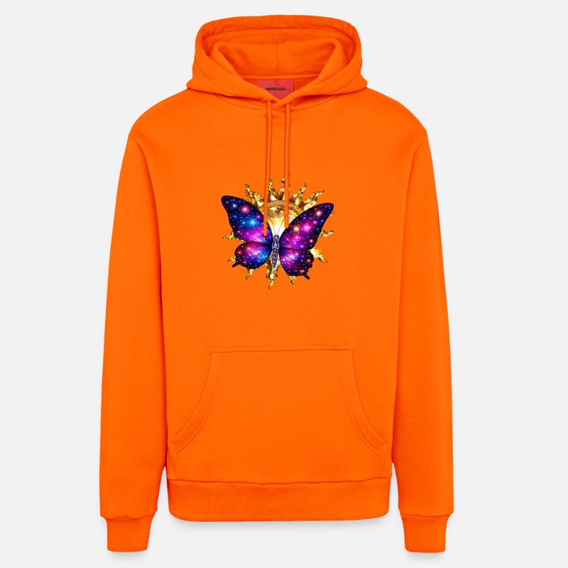Monde du Soleil – Lumière Cosmique Éternelle - Sweat à capuche bio décontracté fabriqué en UE - SUNSET ORANGE