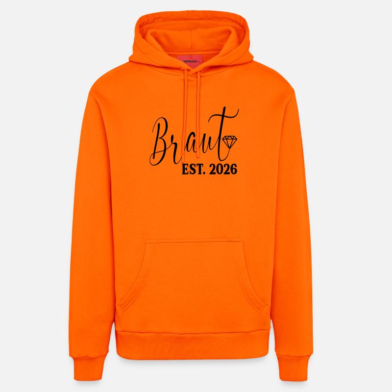 Fiançailles de mariage - Mariée 2026 - Sweat à capuche bio décontracté fabriqué en UE - SUNSET ORANGE