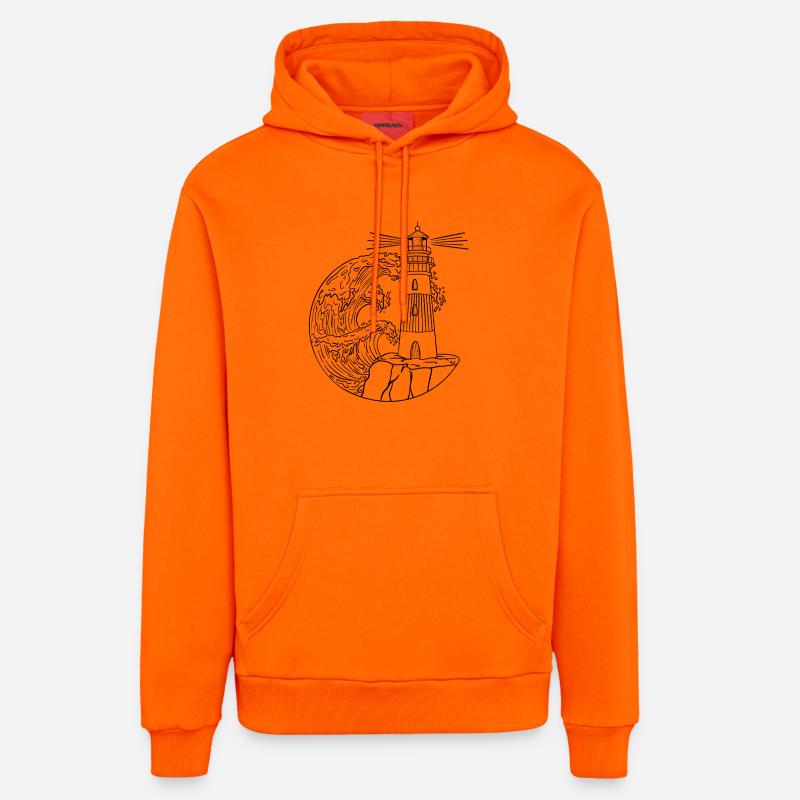 Phare2 1 - Sweat à capuche bio décontracté fabriqué en UE - SUNSET ORANGE