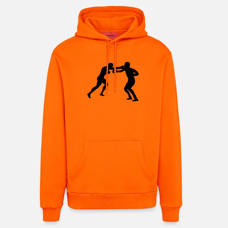 Combat de boxe - Sweat à capuche bio décontracté fabriqué en UE - SUNSET ORANGE