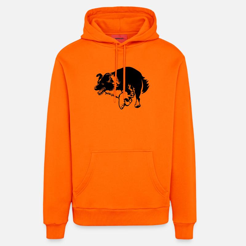 Border Collie - Sweat à capuche bio décontracté fabriqué en UE - SUNSET ORANGE
