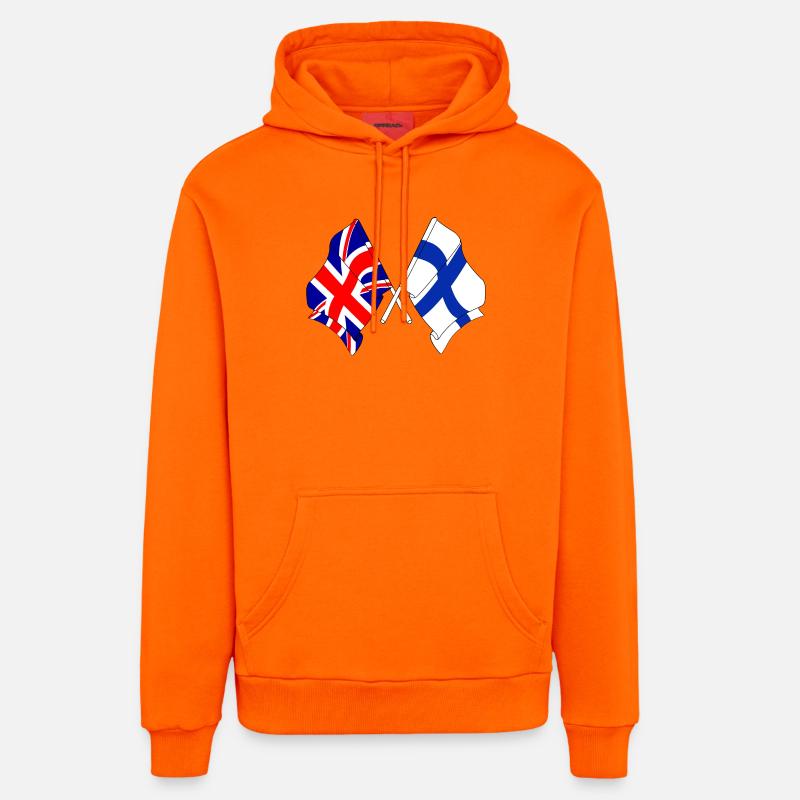 Drapeau Angleterre, drapeau Finlande - Sweat à capuche bio décontracté fabriqué en UE - SUNSET ORANGE