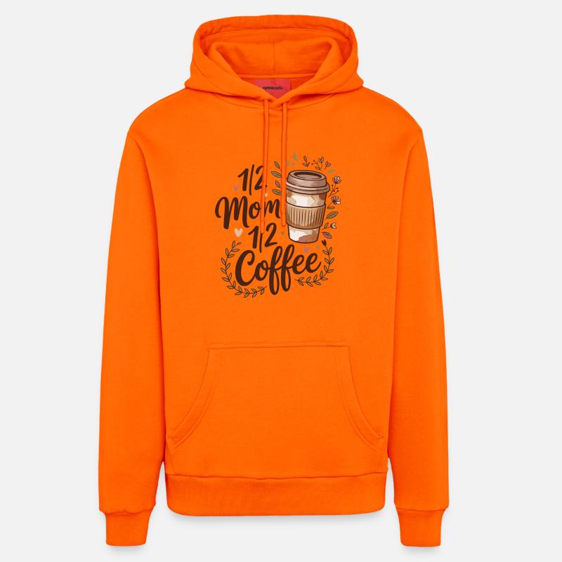 Mutter Koffein Halb Mama Halb Kaffee - Organic Relaxed Hoodie Made in EU - SUNSET ORANGE