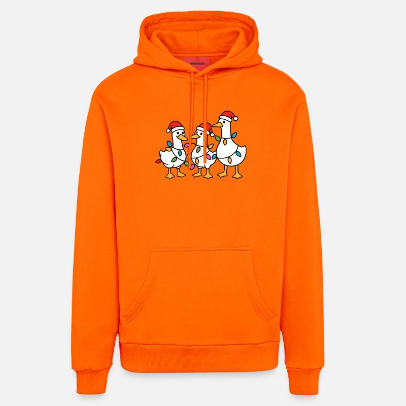 Trio de canards festifs Père Noël - Sweat à capuche bio décontracté fabriqué en UE - SUNSET ORANGE