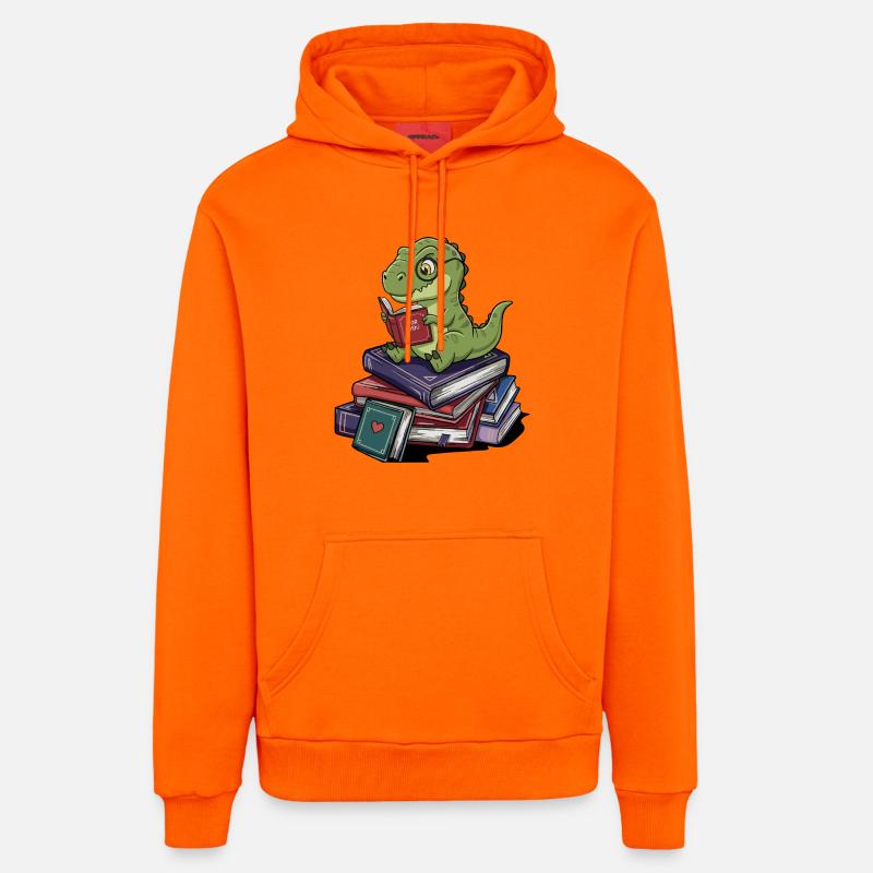 T-Rex Dinosaure Lecture de livres Art - Sweat à capuche bio décontracté fabriqué en UE - SUNSET ORANGE