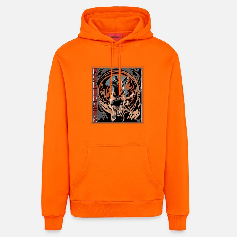 action malinois - Sweat à capuche bio décontracté fabriqué en UE - SUNSET ORANGE