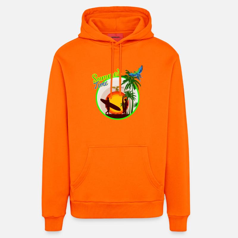 heure d'été - Sweat à capuche bio décontracté fabriqué en UE - SUNSET ORANGE