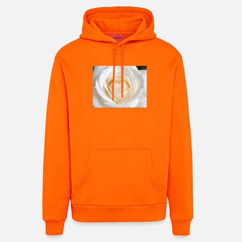 Rose Blanche Épurée pour Impression - Sweat à capuche bio décontracté fabriqué en UE - SUNSET ORANGE