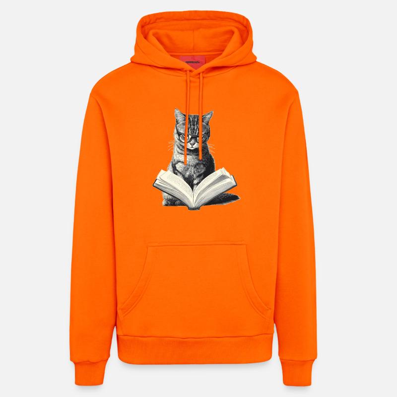 Livre de lecture pour chat - Sweat à capuche bio décontracté fabriqué en UE - SUNSET ORANGE