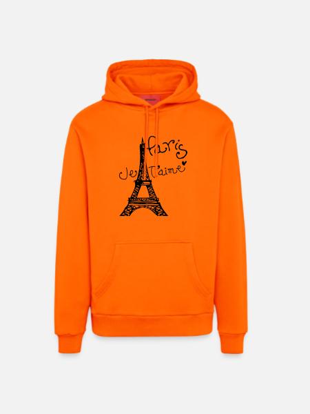 Paris Je T'aime Eiffel tower - Organic Relaxed Hoodie Made in EU - SUNSET ORANGE