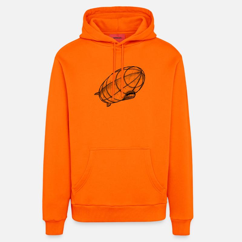 Zeppelin dessinant la perspective - Sweat à capuche bio décontracté fabriqué en UE - SUNSET ORANGE