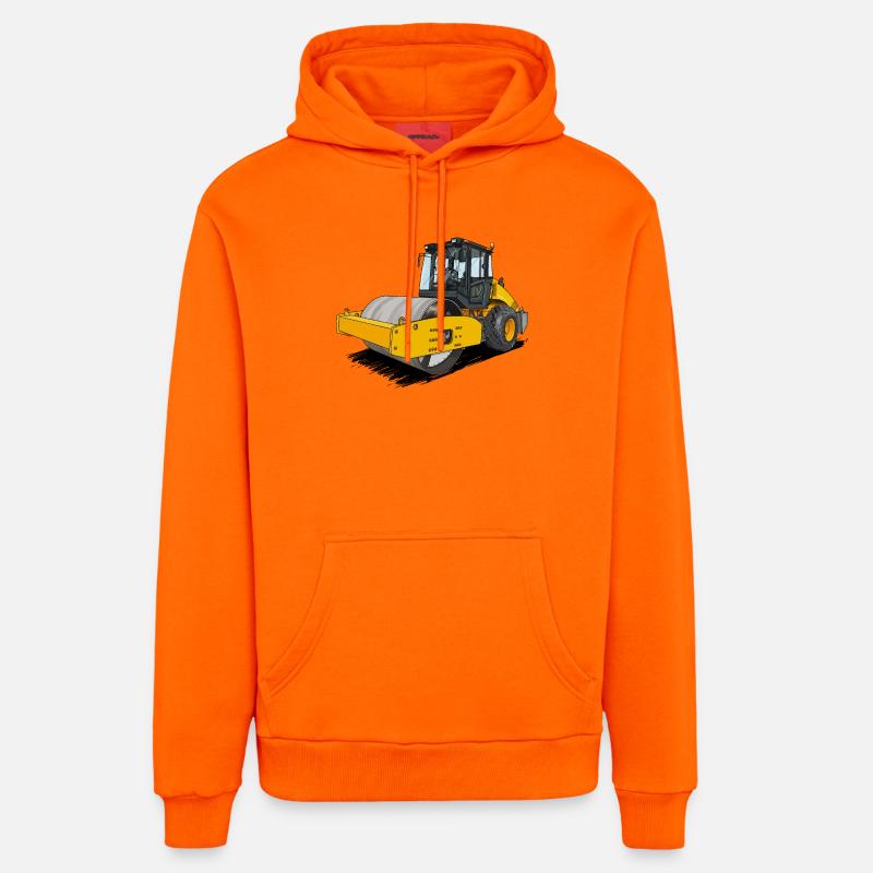 Rouleau dans la construction routière - Sweat à capuche bio décontracté fabriqué en UE - SUNSET ORANGE