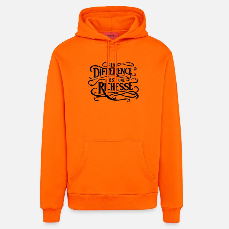 La différence est une richesse  - Sweat à capuche bio décontracté fabriqué en UE - SUNSET ORANGE