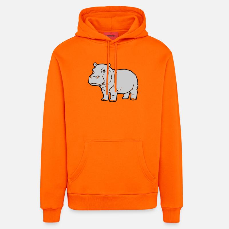 Hippopotamus Debout Zoo d’Animaux Debout - Sweat à capuche bio décontracté fabriqué en UE - SUNSET ORANGE