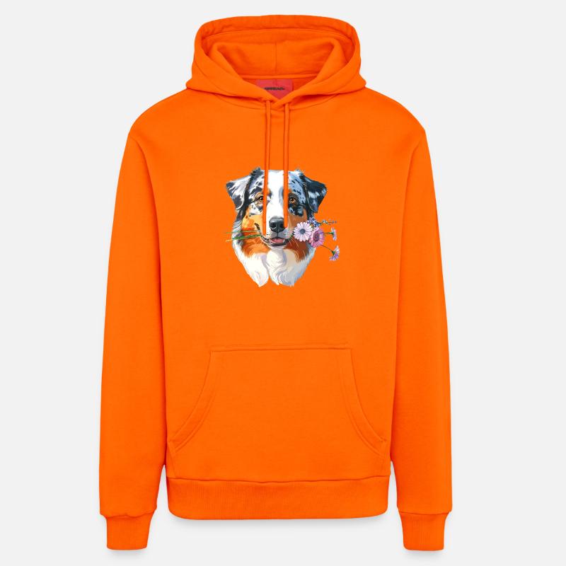 aussie aux fleurs - Sweat à capuche bio décontracté fabriqué en UE - SUNSET ORANGE