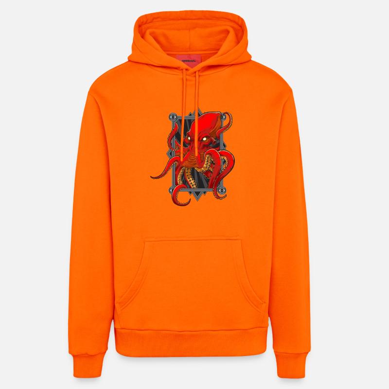 Pieuvres - Sweat à capuche bio décontracté fabriqué en UE - SUNSET ORANGE