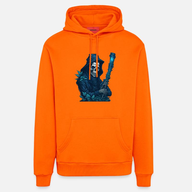 Faucheuse avec pipe d’herbe - Sweat à capuche bio décontracté fabriqué en UE - SUNSET ORANGE