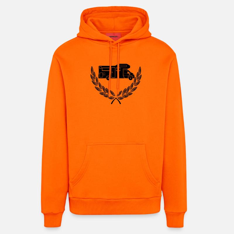 Camping-car en couronne de laurier - Sweat à capuche bio décontracté fabriqué en UE - SUNSET ORANGE