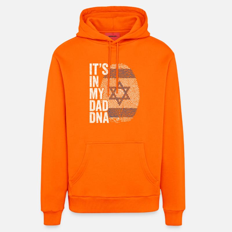 Drapeau Israël Empreinte Papa Israélien - Sweat à capuche bio décontracté fabriqué en UE - SUNSET ORANGE