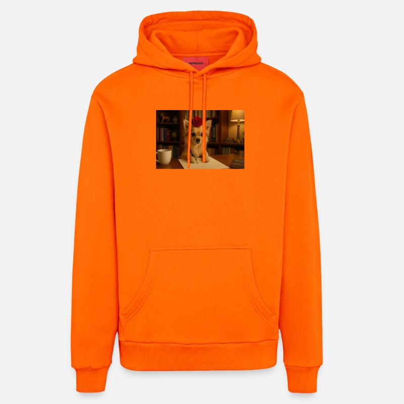 Chihuahua Intelligent et Chic avec Rose - Sweat à capuche bio décontracté fabriqué en UE - SUNSET ORANGE