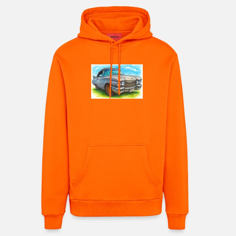 Rétro Classique Cad -60 - Sweat à capuche bio décontracté fabriqué en UE - SUNSET ORANGE