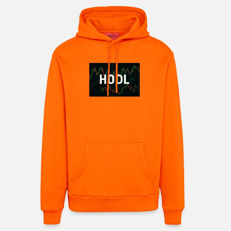 Motif graphique HODL avec tableau boursier - Sweat à capuche bio décontracté fabriqué en UE - SUNSET ORANGE
