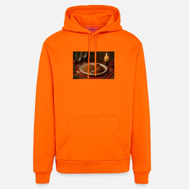 Assiette festive de boulettes de sarrasin - Sweat à capuche bio décontracté fabriqué en UE - SUNSET ORANGE