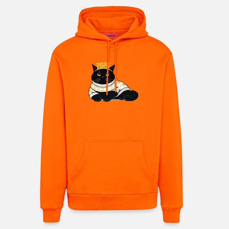 Conception du Nouvel An 2026 - Sweat à capuche bio décontracté fabriqué en UE - SUNSET ORANGE