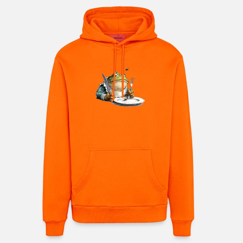 Grenouille de cuisine avec assiette - Sweat à capuche bio décontracté fabriqué en UE - SUNSET ORANGE