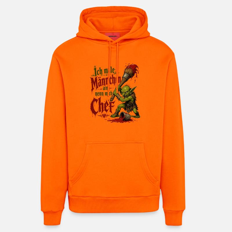Gobelin de table avec un pinceau - Sweat à capuche bio décontracté fabriqué en UE - SUNSET ORANGE