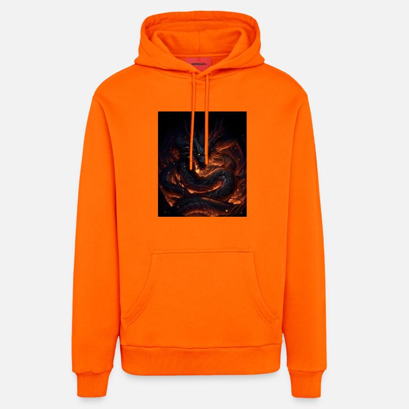 Dragon de lave dans Shadowfire - Sweat à capuche bio décontracté fabriqué en UE - SUNSET ORANGE