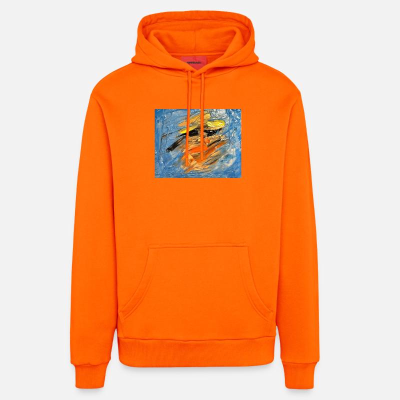 Tourbillon bleu orange - Sweat à capuche bio décontracté fabriqué en UE - SUNSET ORANGE