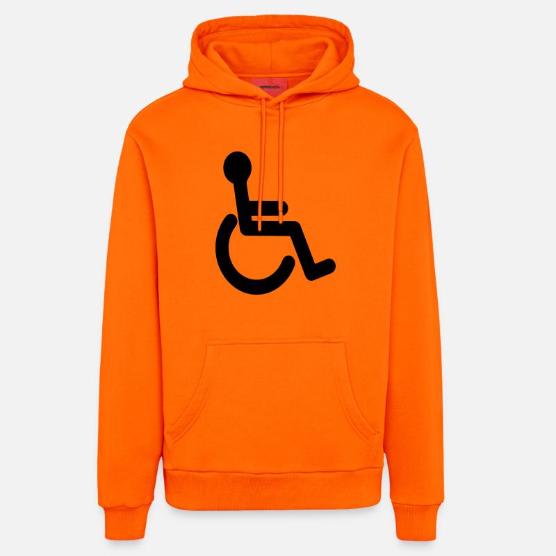 Symbole de base du fauteuil roulant # - Sweat à capuche bio décontracté fabriqué en UE - SUNSET ORANGE