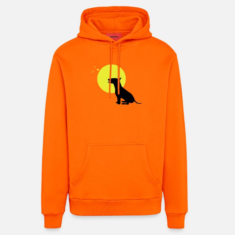 lune de chien de bull-terrier - Sweat à capuche bio décontracté fabriqué en UE - SUNSET ORANGE
