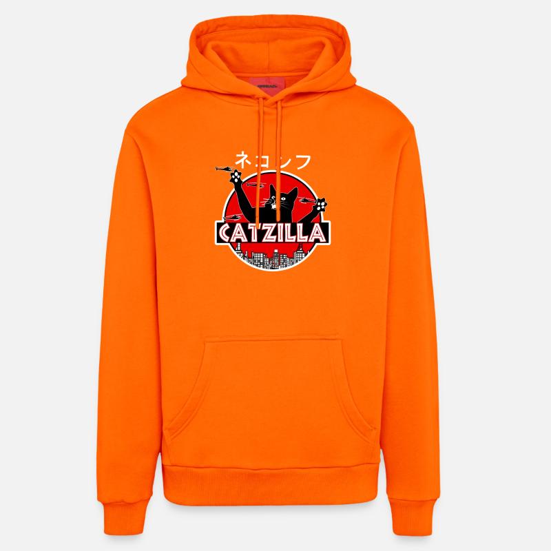 Catzilla Chat - Sweat à capuche bio décontracté fabriqué en UE - SUNSET ORANGE