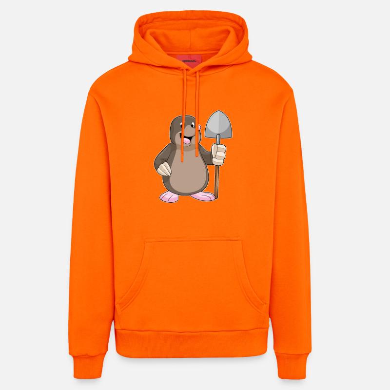 Taupe avec pelle - Sweat à capuche bio décontracté fabriqué en UE - SUNSET ORANGE