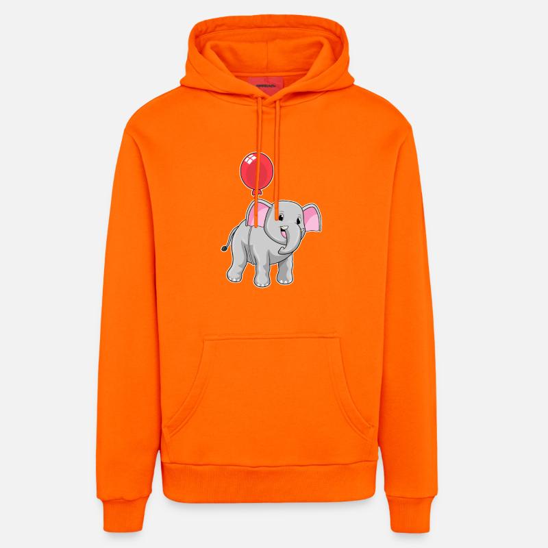 Éléphant avec ballon - Sweat à capuche bio décontracté fabriqué en UE - SUNSET ORANGE