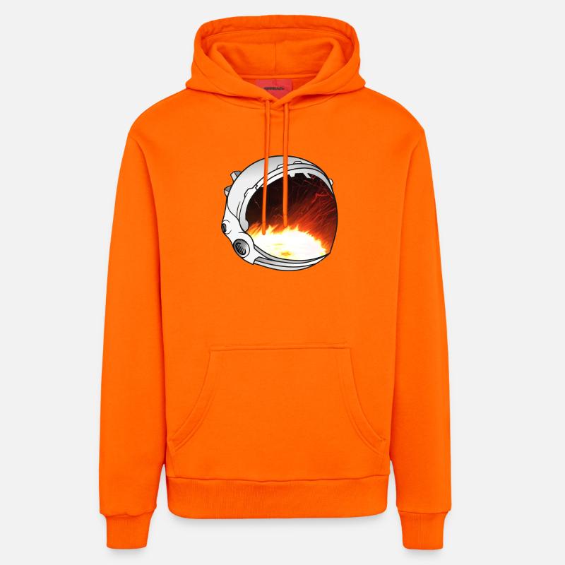 Illustration du casque d’astronaute - Sweat à capuche bio décontracté fabriqué en UE - SUNSET ORANGE