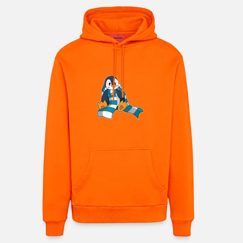 Pingouin avec foulard - Sweat à capuche bio décontracté fabriqué en UE - SUNSET ORANGE