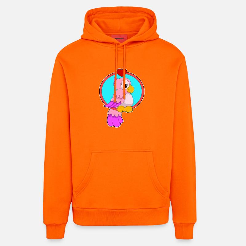 Perroquet avec cœur - Sweat à capuche bio décontracté fabriqué en UE - SUNSET ORANGE