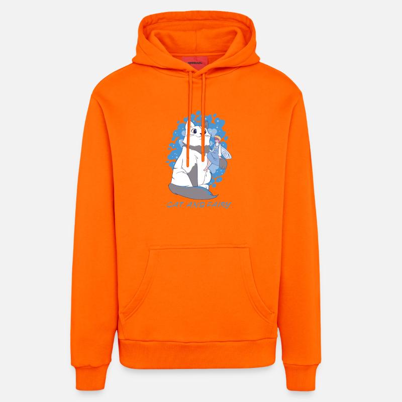 Chat et fée - Sweat à capuche bio décontracté fabriqué en UE - SUNSET ORANGE