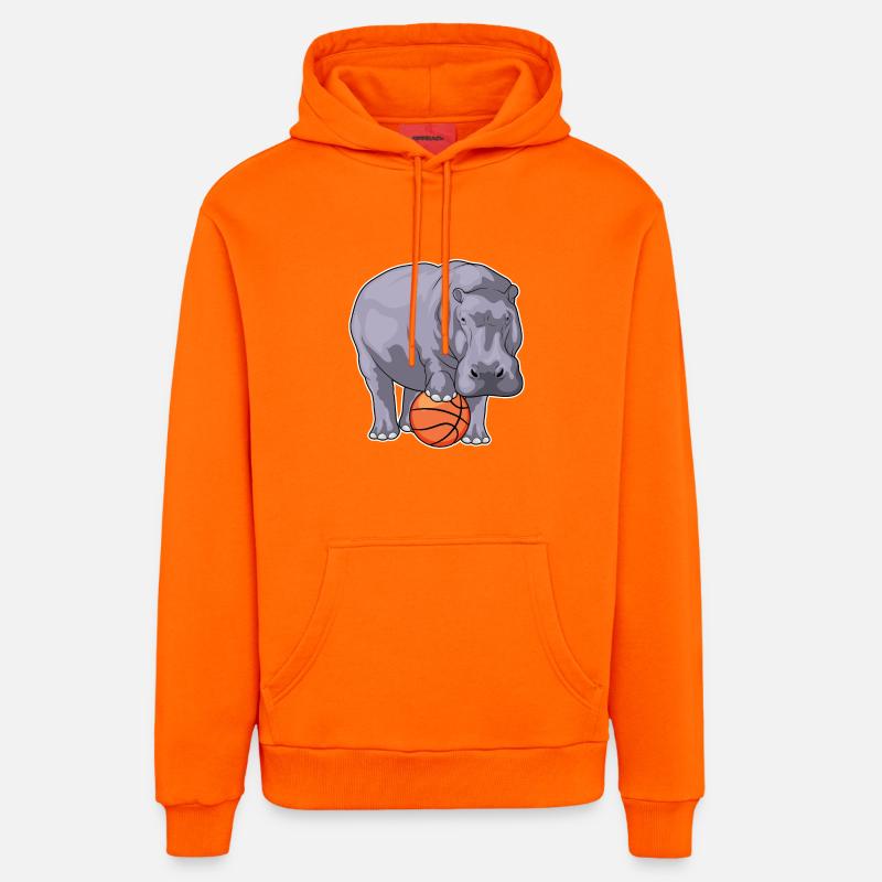 Hippo Basketteur Basketteur - Sweat à capuche bio décontracté fabriqué en UE - SUNSET ORANGE